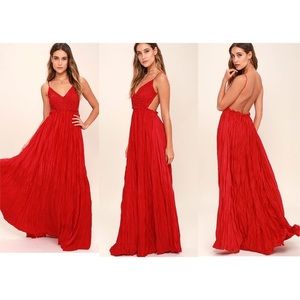 Lulus Crocheted Wine Red Maxi Dress 🍷